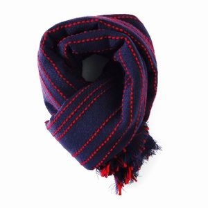 Extra large super cozy navy and red scarf/wrap
